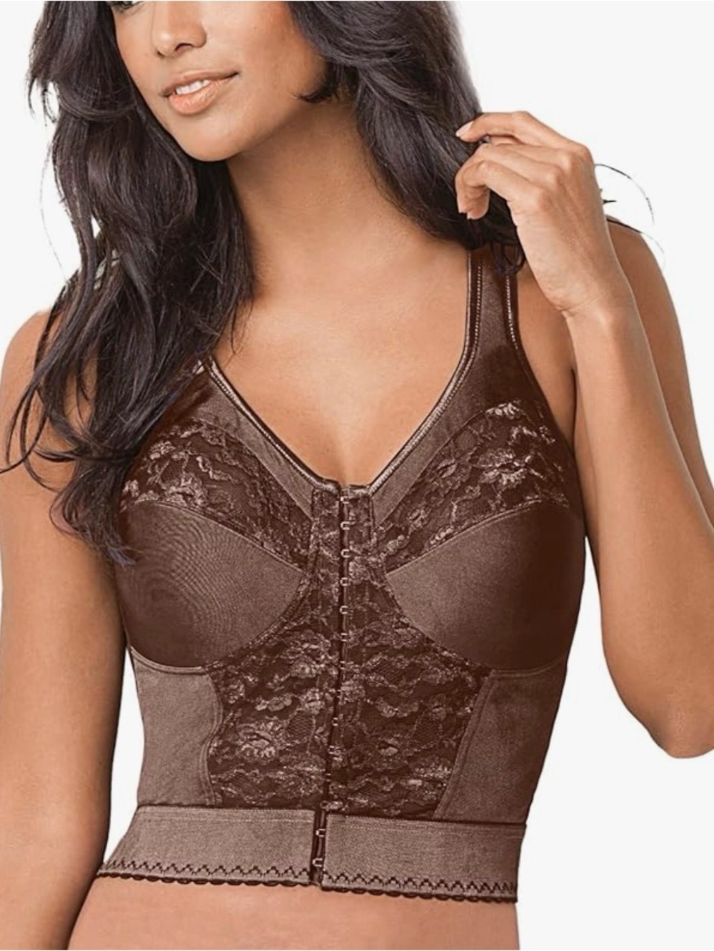 Comfort Choice Longline Wire-Free Posture Bra Brown 54C NWT